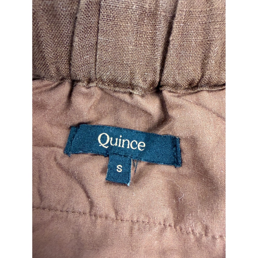 Quince Brown 100% Linen Drawstring Elastic Waist Straight Leg Pants Womens Small - Picture 7 of 13
